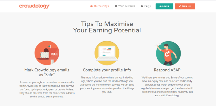Screenshot from Crowdology - online surveys for money