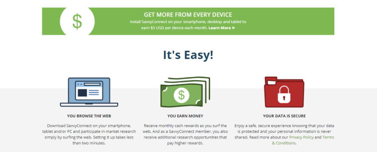 Screenshot from SurveySavvy - online surveys for money